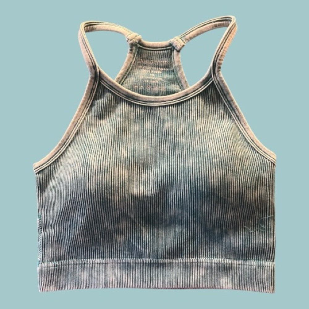 Zenana Light Teal Mineral Wash Ribbed Brami